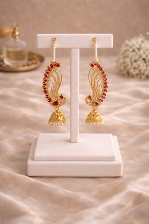 Luméra Luxury Jewellery- Peacock earcuff pink stone
