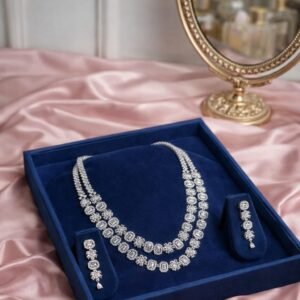 2 layer white diamond necklace by Lumera