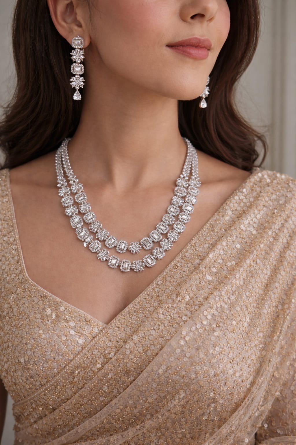 2 Layer White Diamond Necklace | Lumera 2 layer white diamond necklace by Lumera