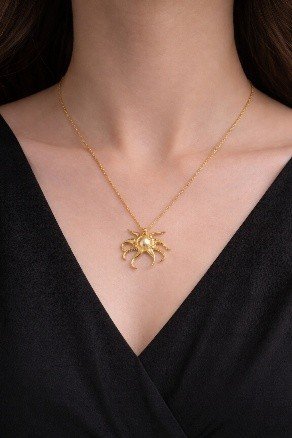 Charm Necklace Octopus Pendant| Lumera Gold octopus pendant charm necklace on delicate chain by Lumera