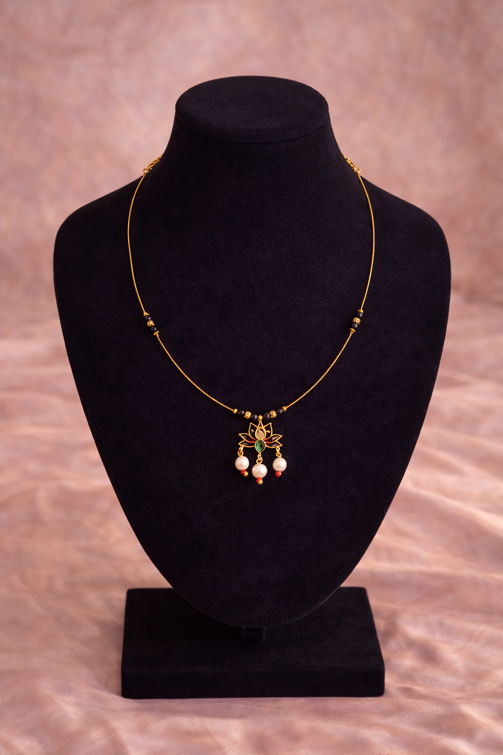 Invisible Mangalsutra Lotus Pendant Gold Tone | Lumera dnk black shoes