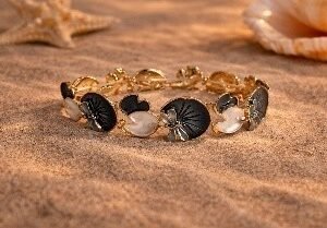 flowers bracelet black+white flower earrings
