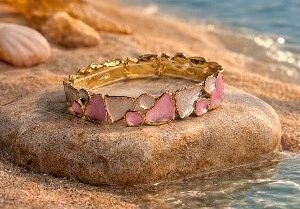 flowers bracelet pink +creeping earing pink