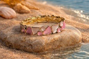 flowers bracelet pink +creeping earing pink flowers bracelet pink +creeping earing pink