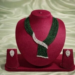 green and silver beads fancy necklace