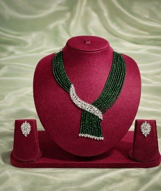 Green Silver Beads Fancy Necklace| Lumera green and silver beads fancy necklace