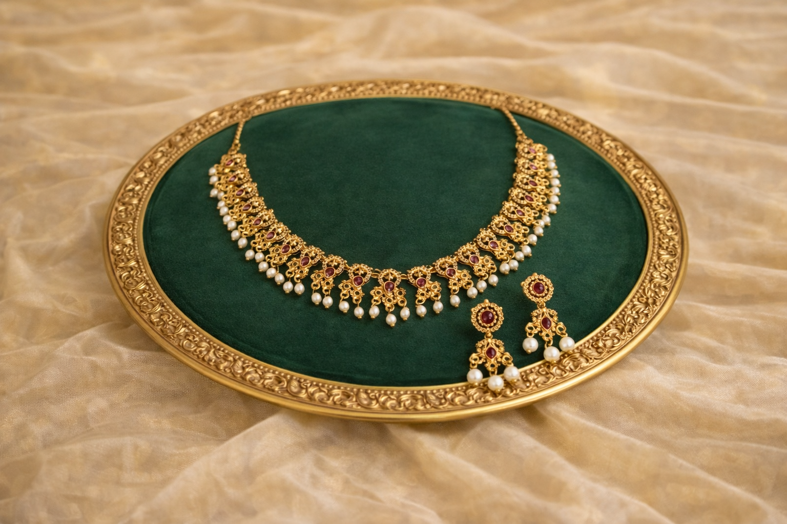 Elegant Moti Necklace | Lumera blue denim jeans