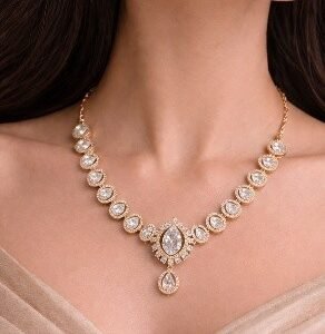 Gold elegant plain white necklace by Lumera
